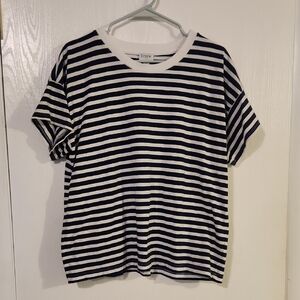 J. Crew Navy and White Boxy Striped Tee